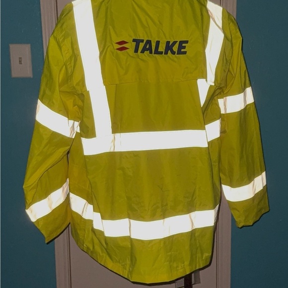 Portwest Neon Yellow & Gray Reflective stripes High Visibility Rain Jacket 3XL - Picture 7 of 17